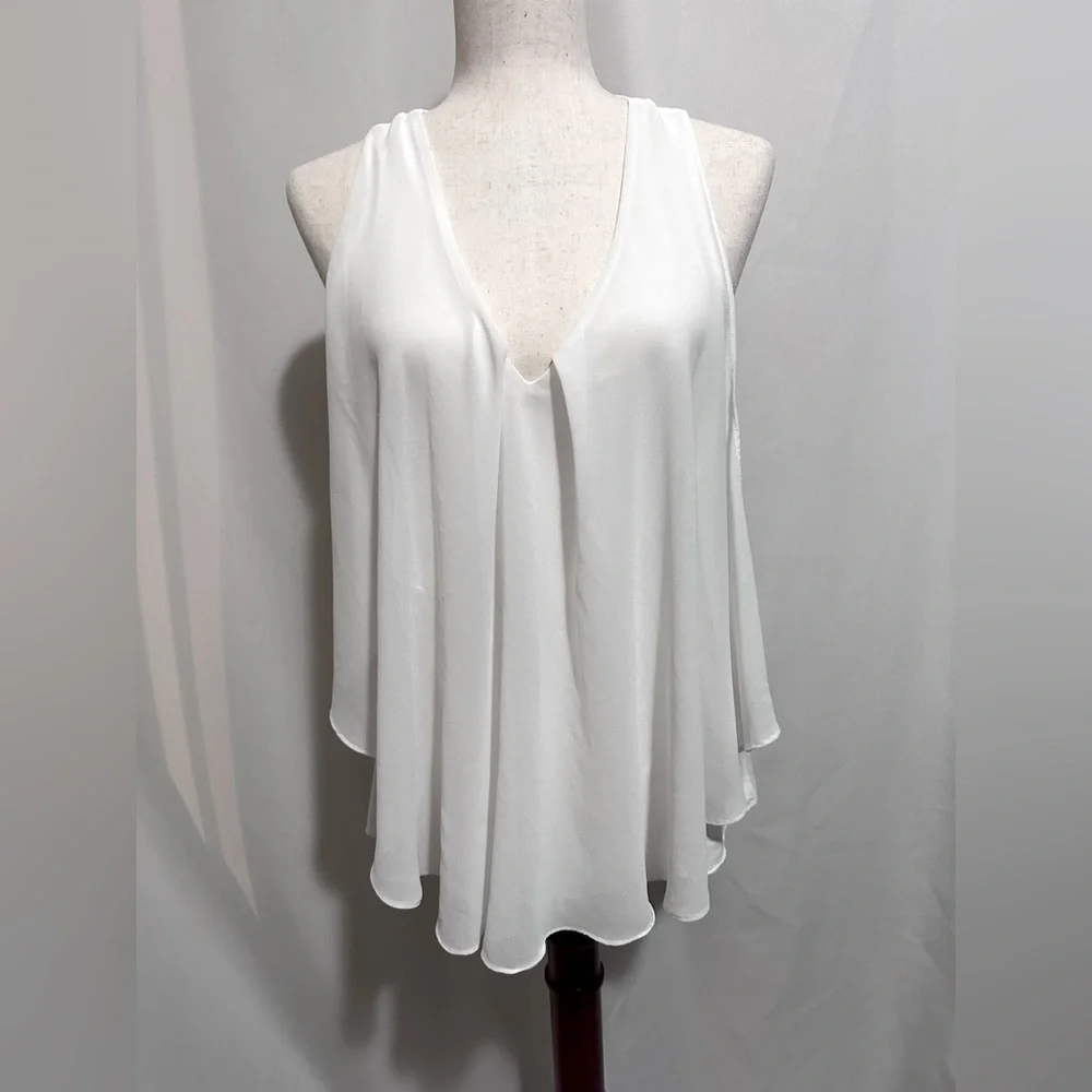 VENUS Sheer Ruffle Racerback Tank Top. Sizes: S & M - Picture 2 of 8